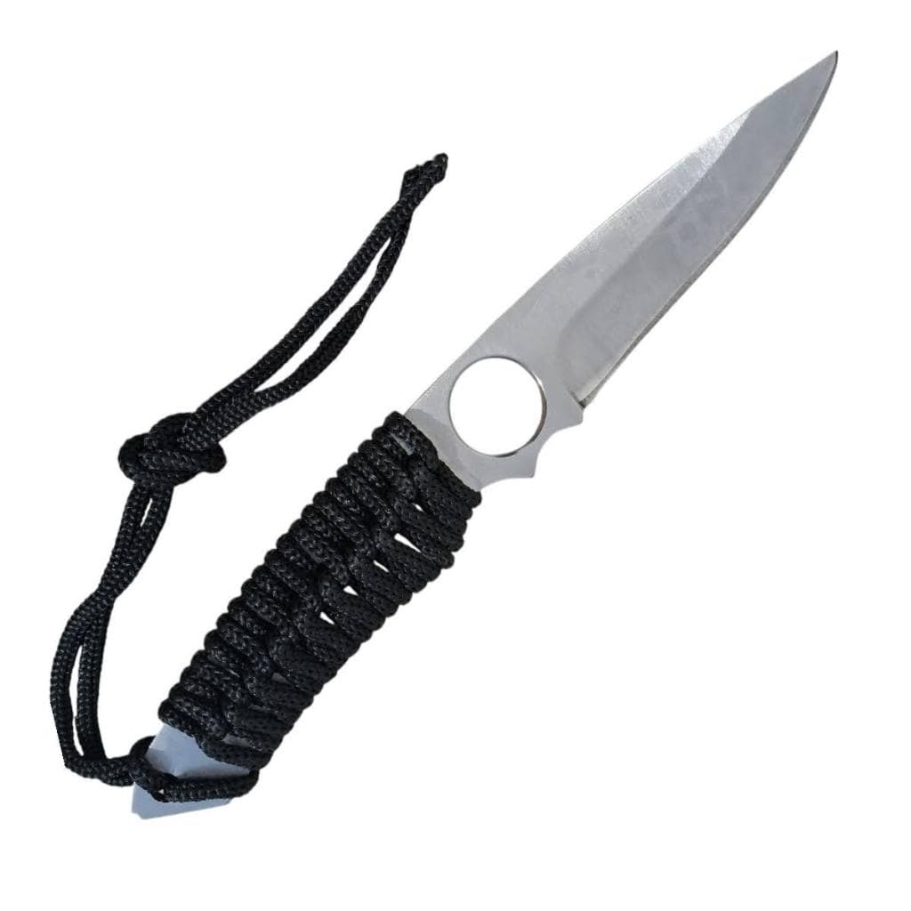 faca Fulltang em Aço Inoxidável Cabo envolvido em Cordão boa para uso em Pesca, Camping, Churrasco, Frutas.