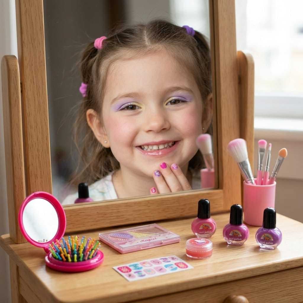 Kit Maquiagem Infantil com Pincéis e Acessórios – Brinquedo de Beleza para Meninas