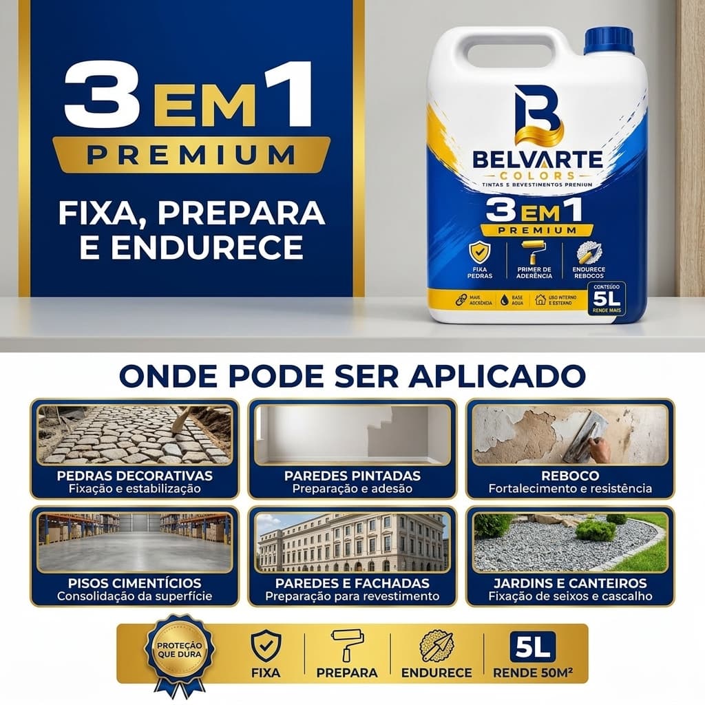 Primer Premium de Aderência 5 Litros - Produto 3 em 1 para Auxiliar na Fixação de Tintas e Aplicações