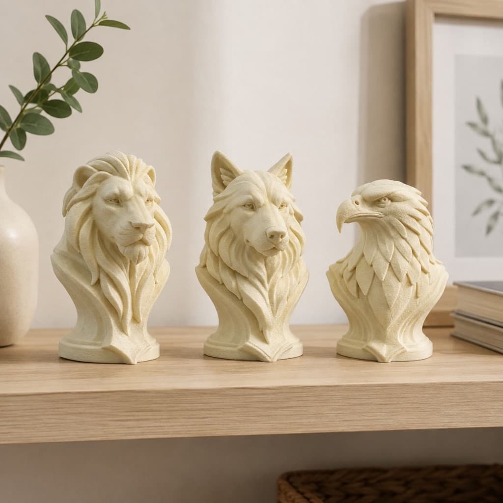 Kit Esculturas Decorativas Águia Leão Lobo Casa Escritório - Zately