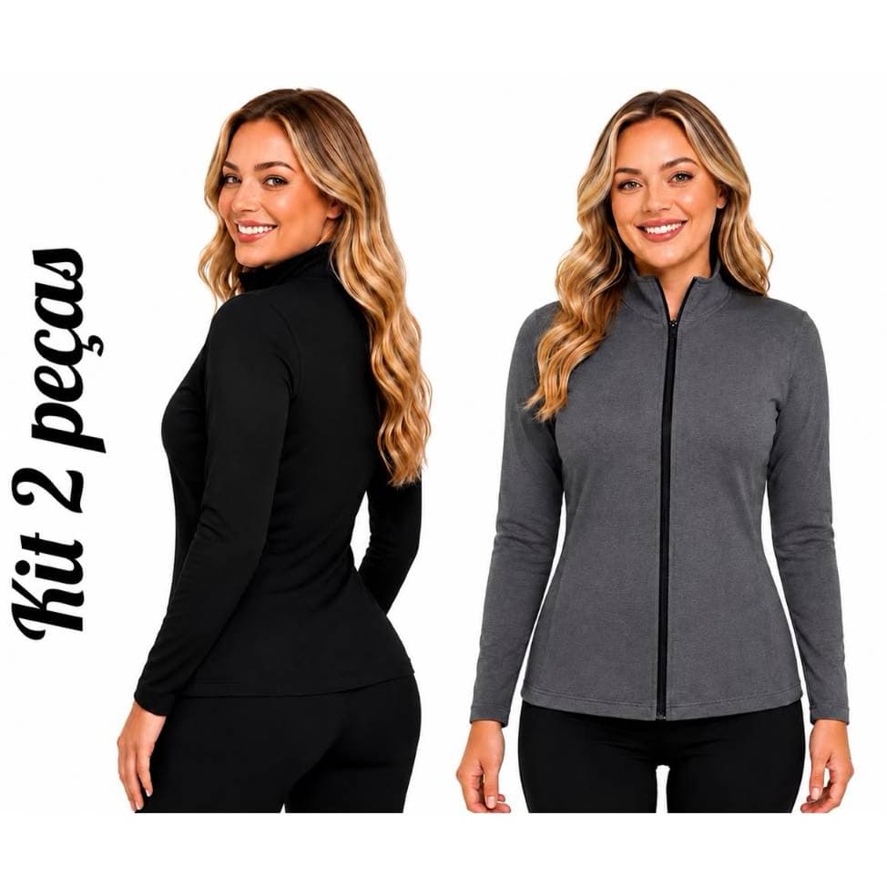 Kit 2 Jaqueta Esportiva  Fitness Lazer Dryfit - Proteção Solar UV Conforto e Estilo Com Ziper