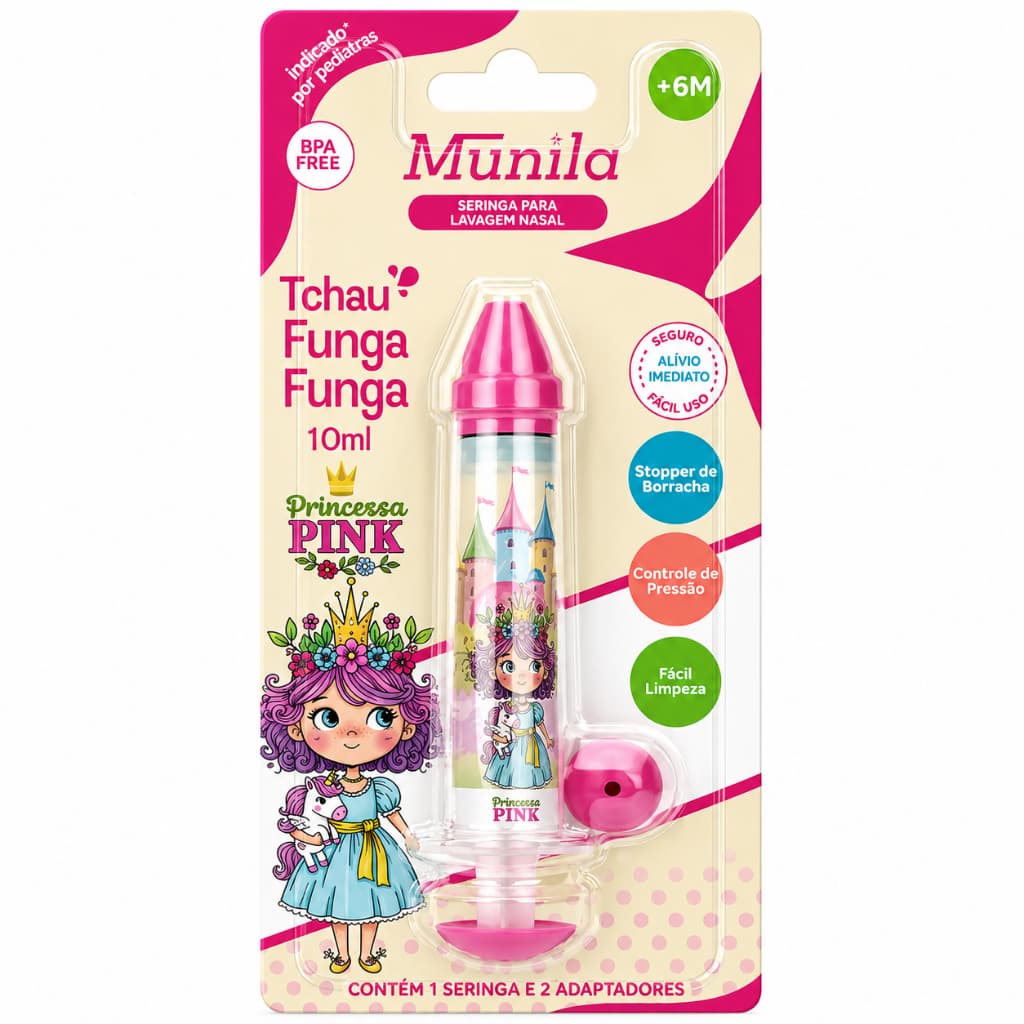 Seringa Lavagem Nasal Com 2 Adaptadores Princesa Pink