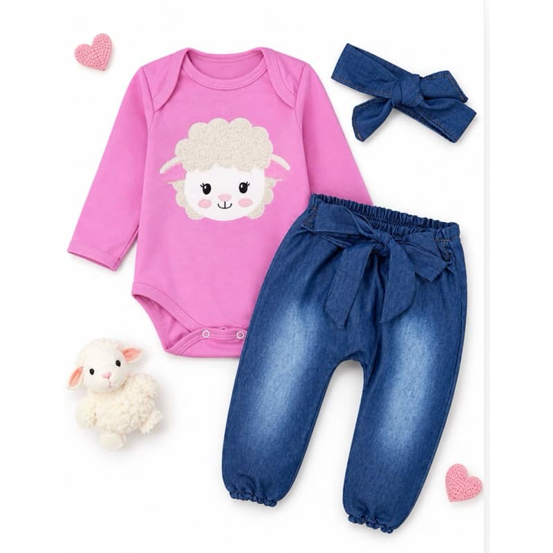 Conjunto Calça jeans + body lindo e confortável para o seu bebê!
