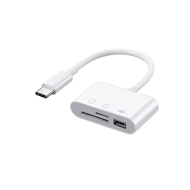 Leitor de cartão de memória USB C para SD/TF, leitura de cartão USB C 3 em 1