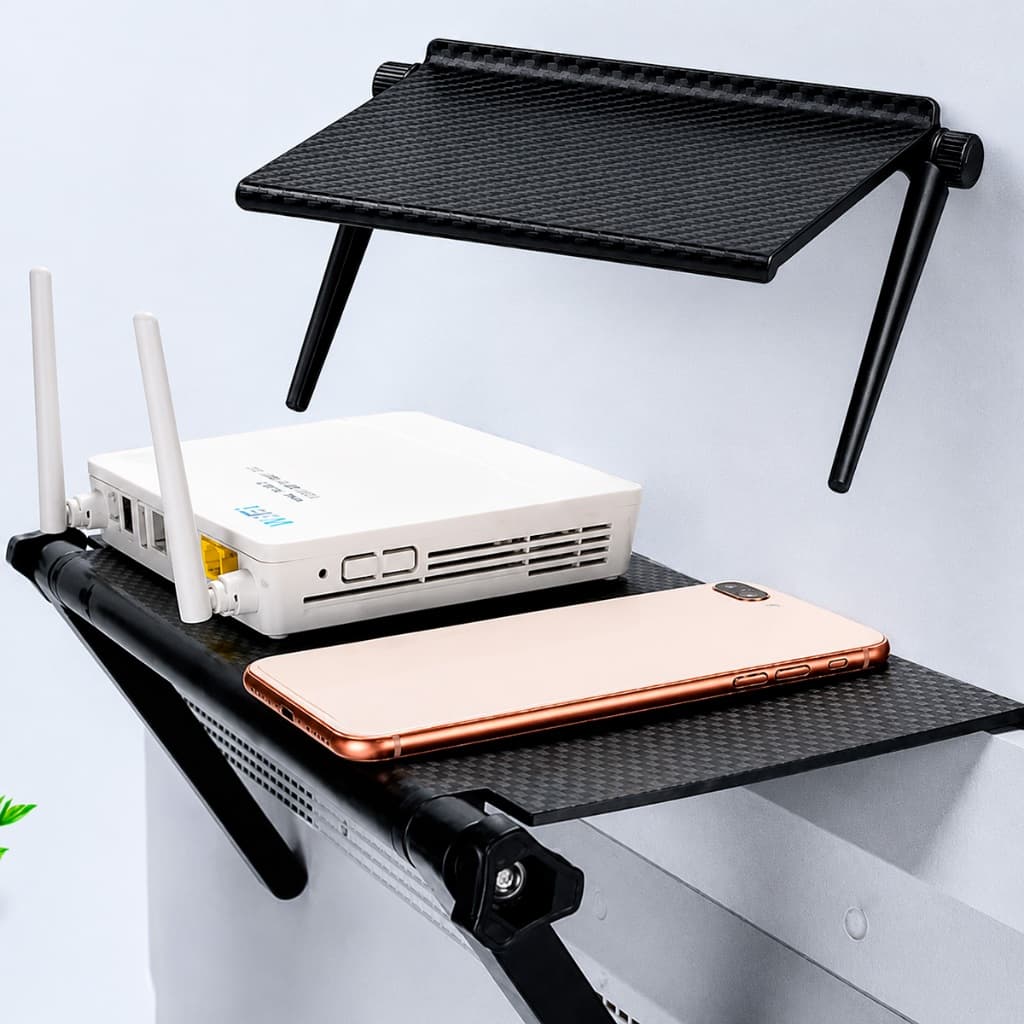 Suporte Prateleira Roteador Modem Ajustável Mulfifuncional Receptor TV Conversor Porta Celular Controle Remoto Multiuso