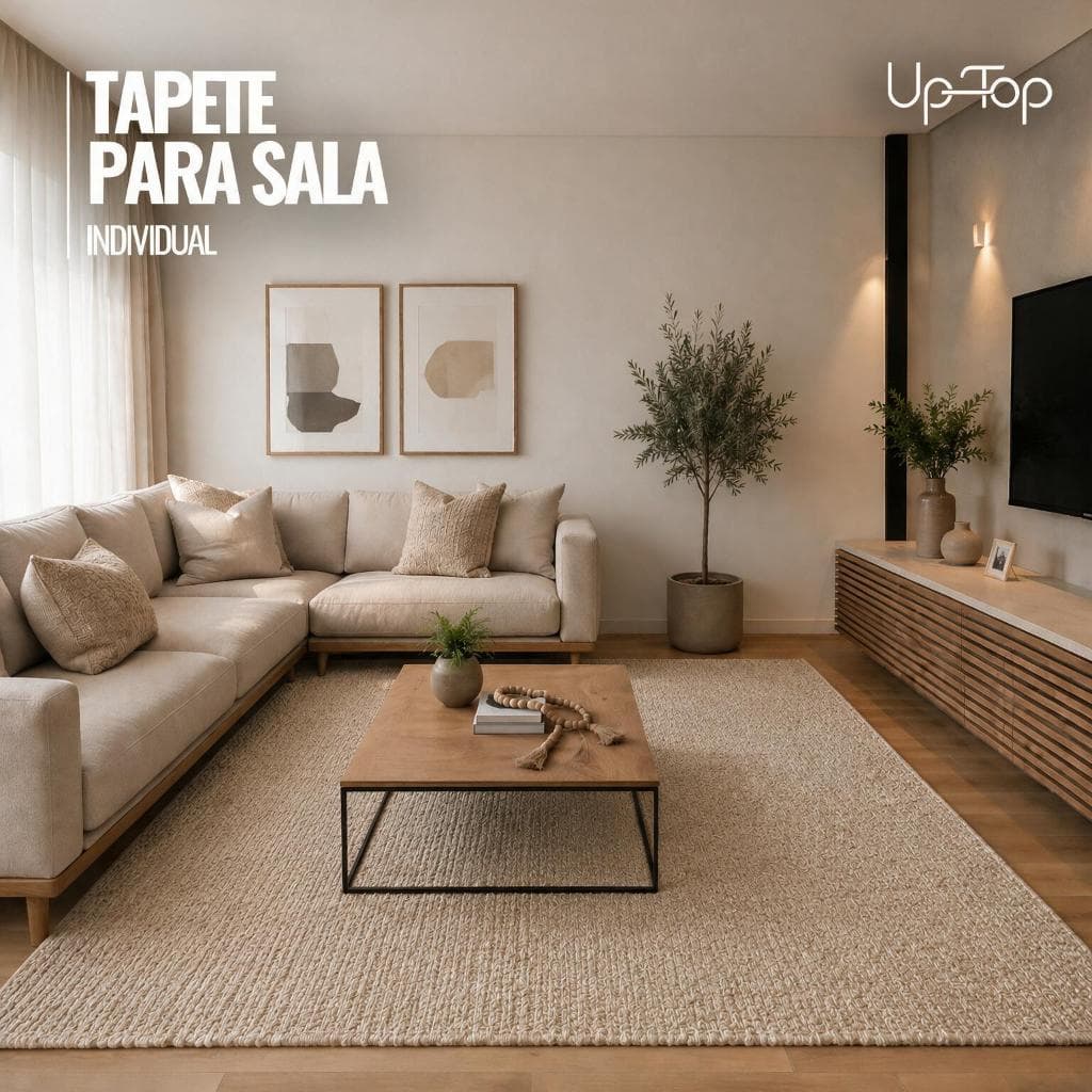 Tapete Trama Natural 100% Algodão para Sala, Quarto e Escritório