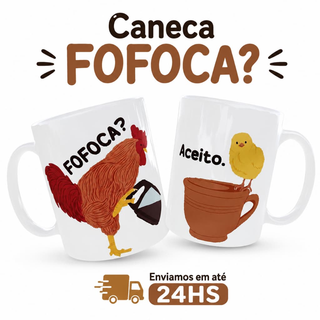 Caneca Frase Engraçada Fofoca Com Café| Caneca Divertida e Criativa | Presente para Amiga/Amigo Meme Envio Rápido