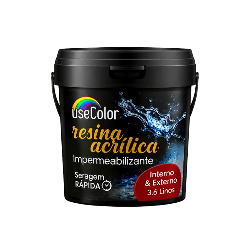 Resina Acrílica 3,6L Incolor Acabamento Brilhante e Fosco Base Água Impermeável Multiuso