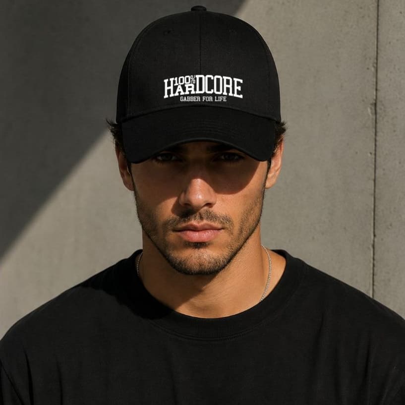 Boné Preto 100% Hardcore Gabber For Life Aba Curva Streetwear Unissex