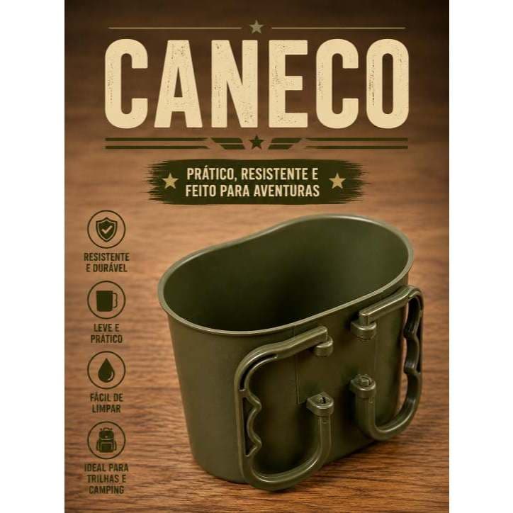 Caneco Cantil River 500ml Polipropileno Retrátil para Cantil 900ml Camping Trilha Escotismo Exército