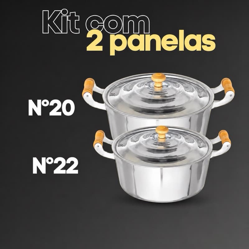 Kit com 2 panelas caçarolas em alumínio fundido batido grosso nº20 e nº22 - cozinha! Jogo de panelas com 2 unidades