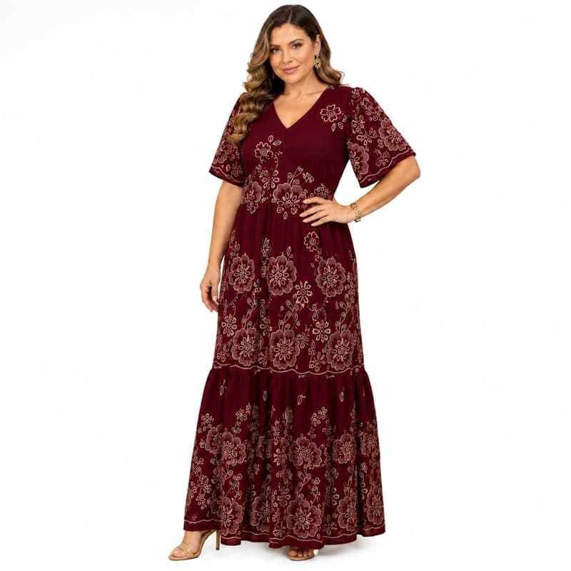 Vestido Longo Feminino Moda Evangelica Casual Vestido Com Elasteks Tecido Moderno Luxuoso