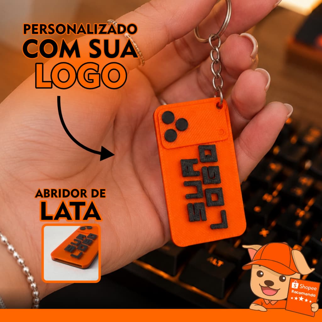 Kit 45 Un Chaveiro Estilo iPhone 17 Personalizado com Abridor de Lata – Mimo para Clientes