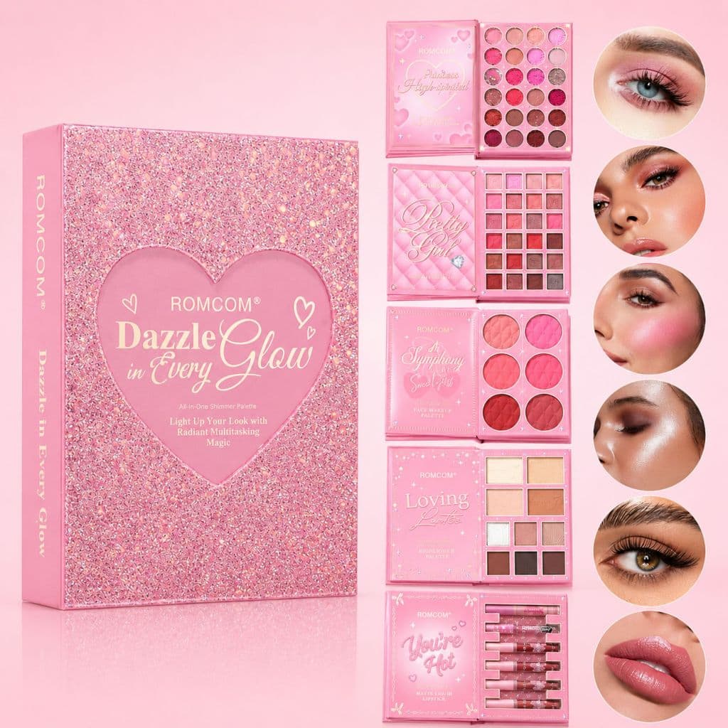 Livro de Maquiagem Completa 5 Camadas Paleta Multifuncional Sombras Blush Contorno Iluminador Batom