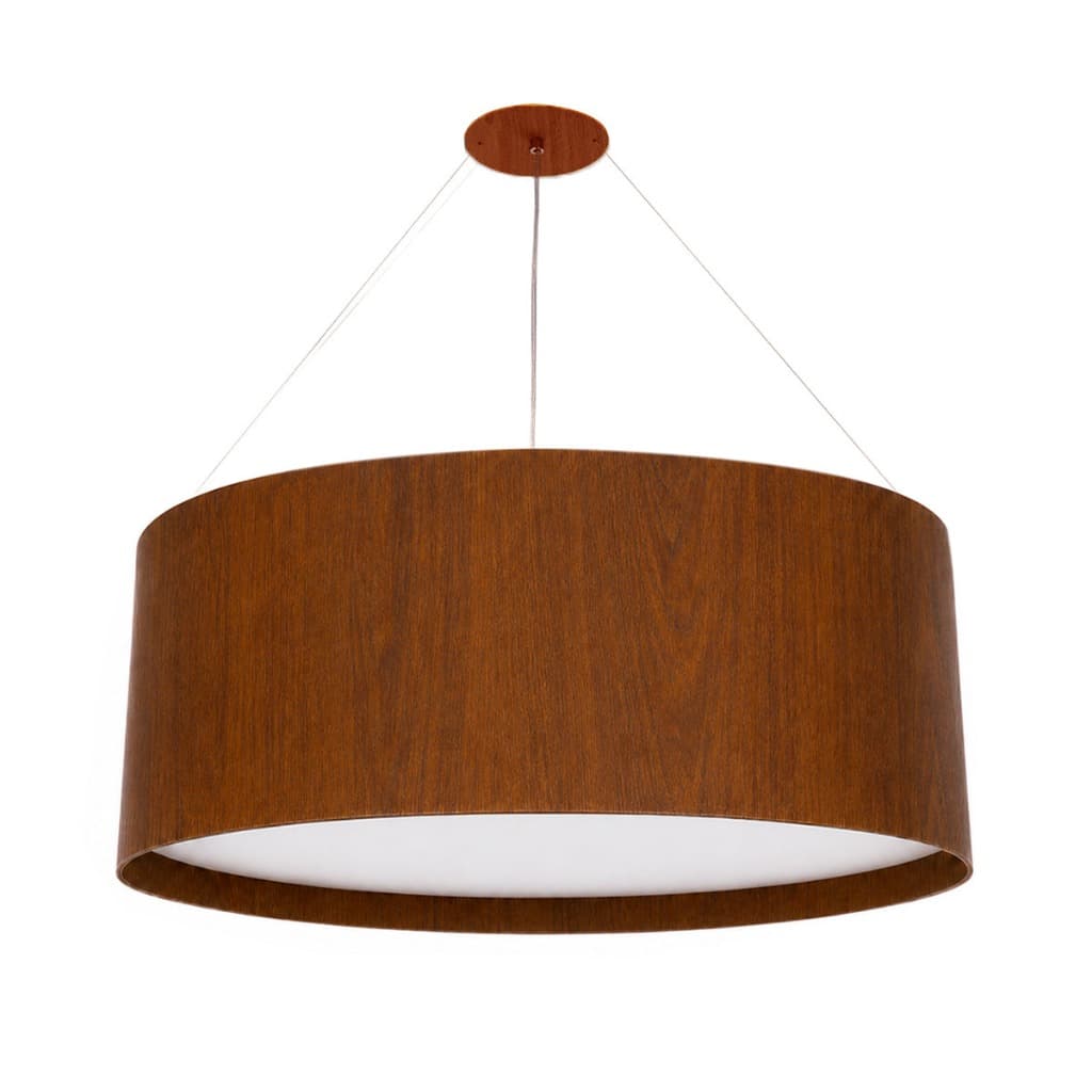 Lustre Pendente Madeira Redondo - 40cm - Mel, Freijó, Imbuia - Moderno, Decorativo, Slim