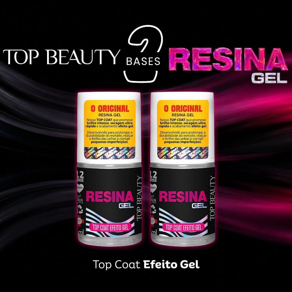 Top Coat Top Beauty Resina Gel Extra Brilho Top Coat Efeito Gel Esmalte Atacado SOS Unhas