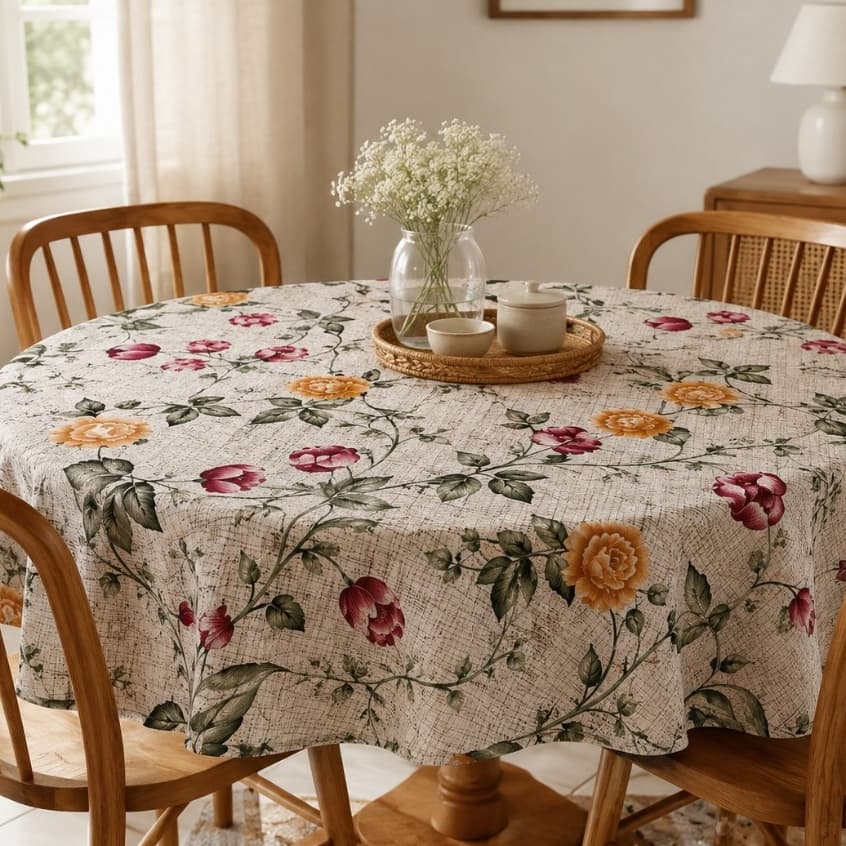 Toalha de Mesa Forro Retângular Redondo 4 6 8 Lugares Linhão Estampado Sala Jantar