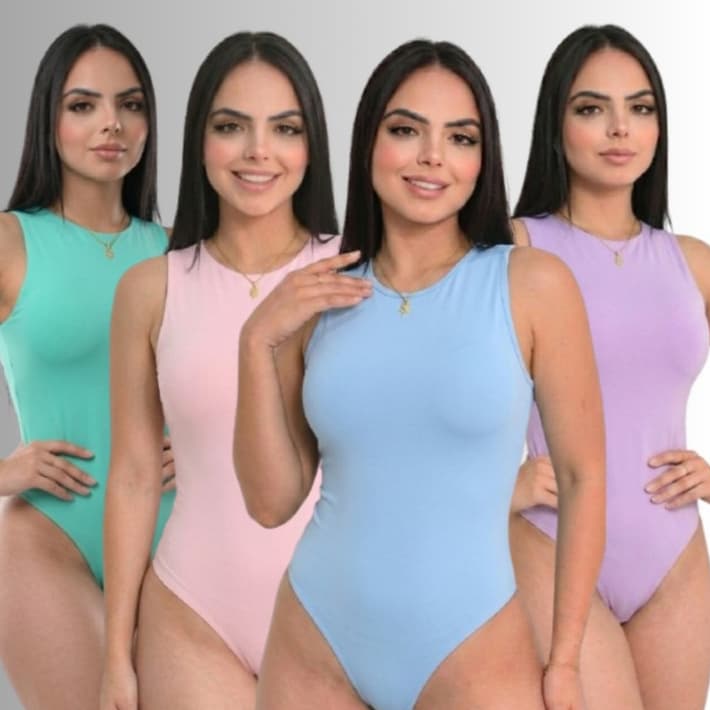 Body Regata Feminino Moda Verão Basico e Elegante Suplex Gola Redonda Dia a Dia