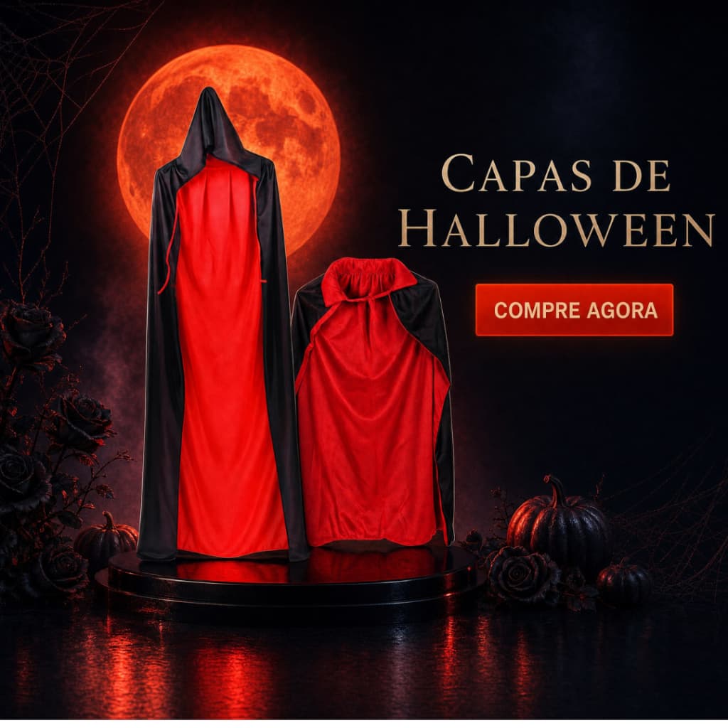 Capa Vampiro Dupla Face Halloween Com Capuz