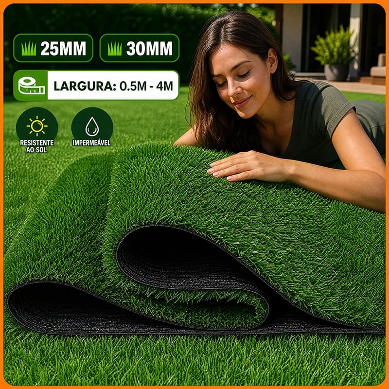 Grama Sintética Artificial 30mm 2,5x1m | Grama Verde Para Jardim, Quintal E Área Externa