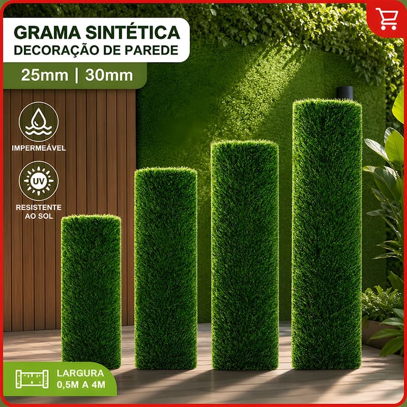 Grama Sintética 30mm Artificial 3,5x0,5m | Grama Verde Para Jardim E Quintal – Área Externa Decoração Paisagística