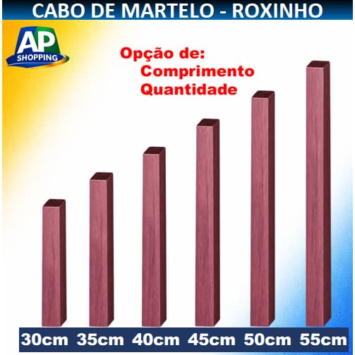 Cabo de Martelo Roxinho Madeira Nobre  de Alta Resistência 30 a 55cm Profissional 1 a 3 Unidades