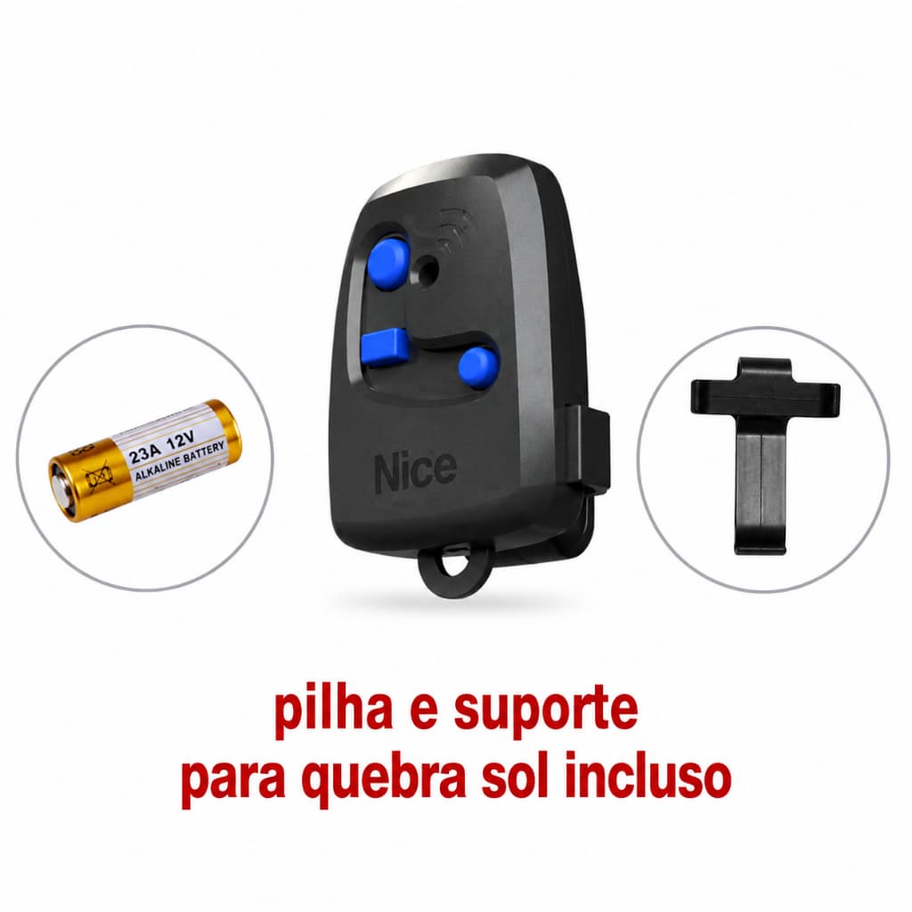 CONTROLE PORTÃO CASA ELETRÔNICO PECCININ NICE PRETO 3 TECLAS COM PILHA ORIGINAL