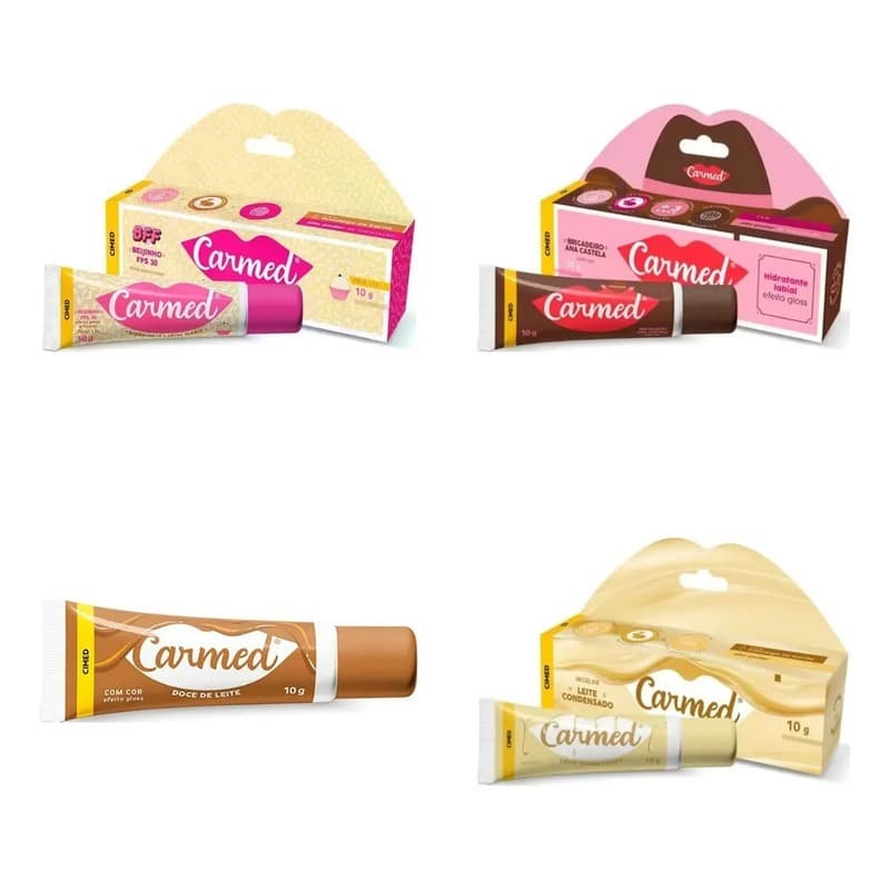Kit 4 Carmed Beijinho, Brigadeiro, Doce Leite, Leite Condensado Hidratação Profunda Premium