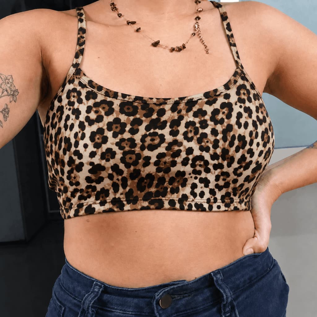 Top Alça Feminino Cropped Onça Varios Tamanhos P ao GG - Envio Direto da Fabrica