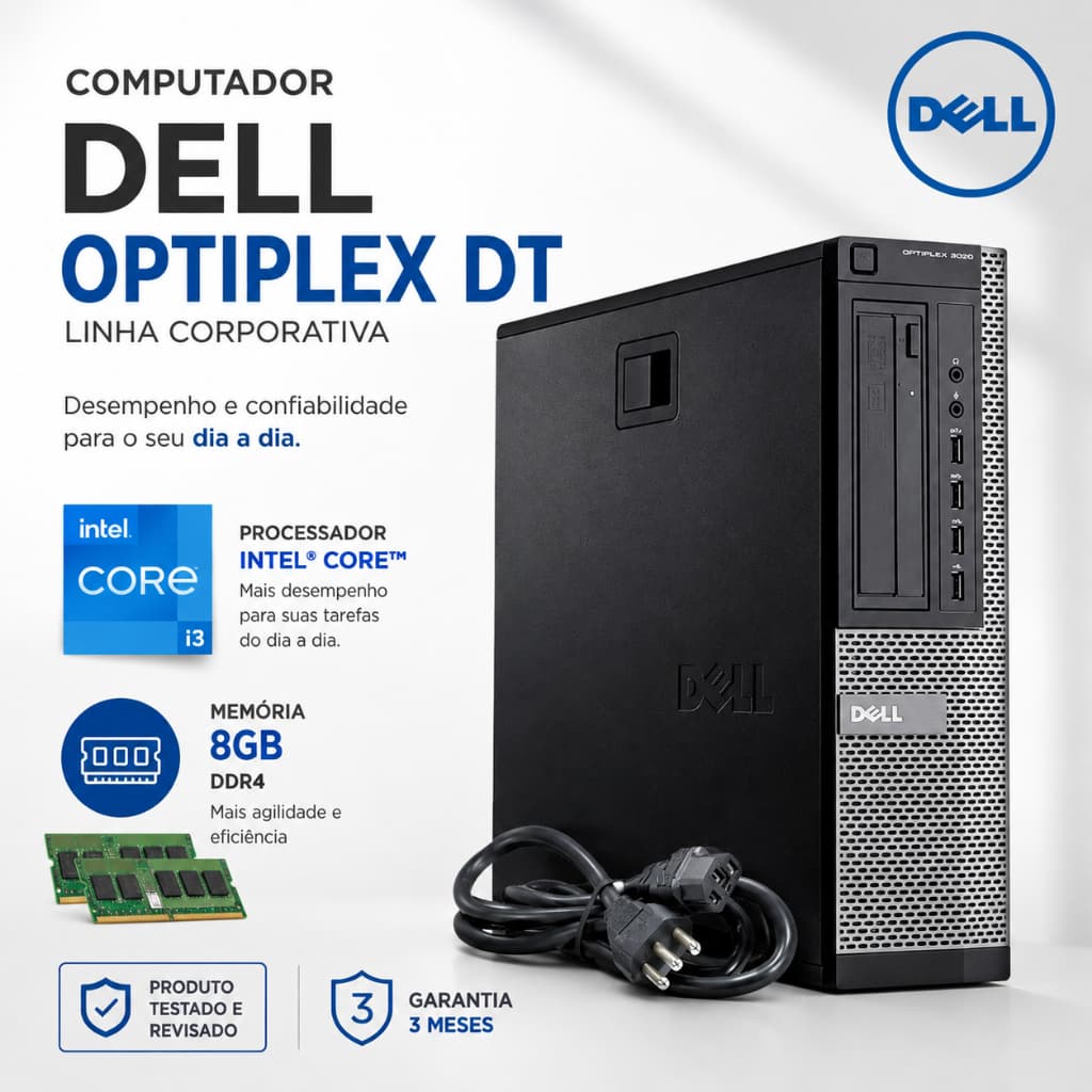 Computador Dell OptiPlex DT  Intel Core SSD WiFi Windows Office PC Desktop Compacto