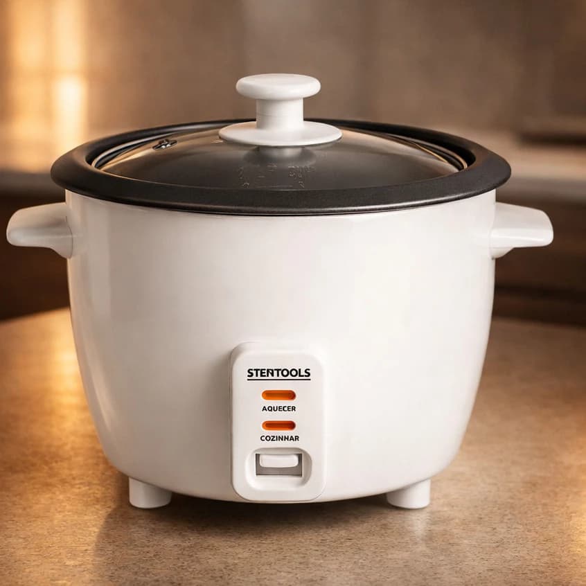 Panela De Arroz Elétrica 1,3L 220V Branca, Prática E Compacta Para Preparar Arroz Soltinho Com Facilidade E Mais Agilida