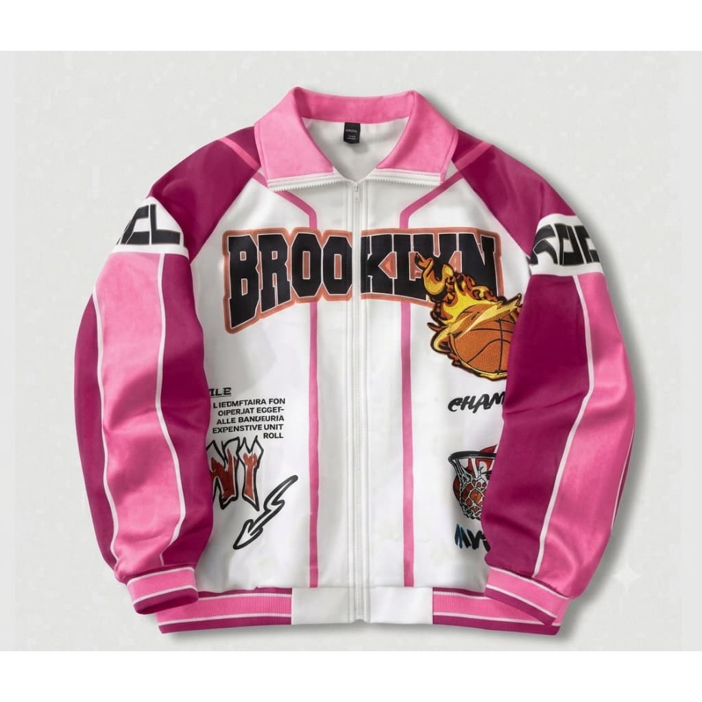 Jaqueta Masculina Americana ROMWE MEN Branca e Rosa