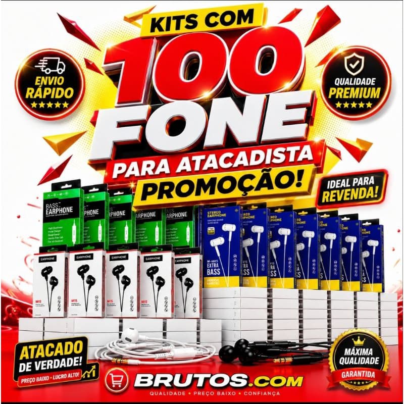Kit 100 Fones de Ouvido P2 3.5mm com Microfone | Atacado Revenda Lojista – Super Promoção