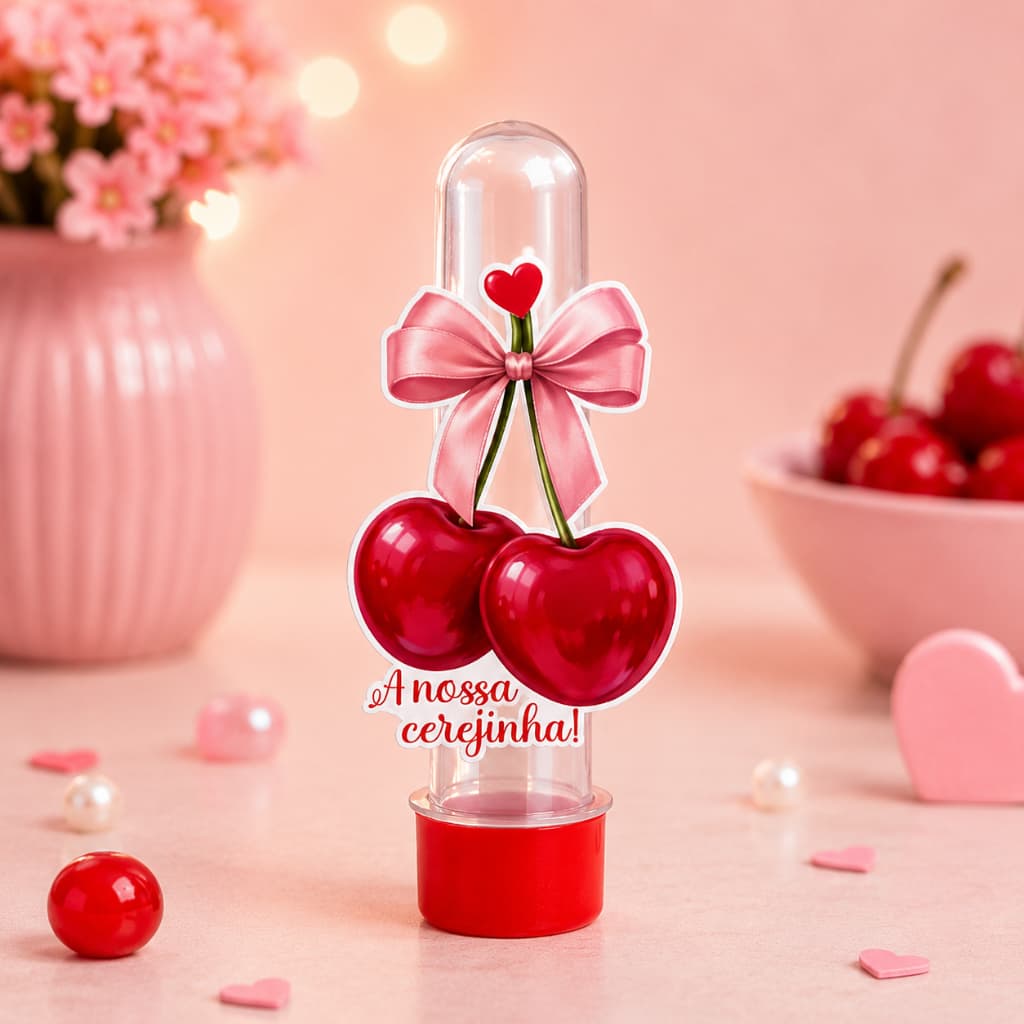 Aplique para Tubete Cerejinha de 13cm menina / Personalizads / Aniversário / Lembrancinhas