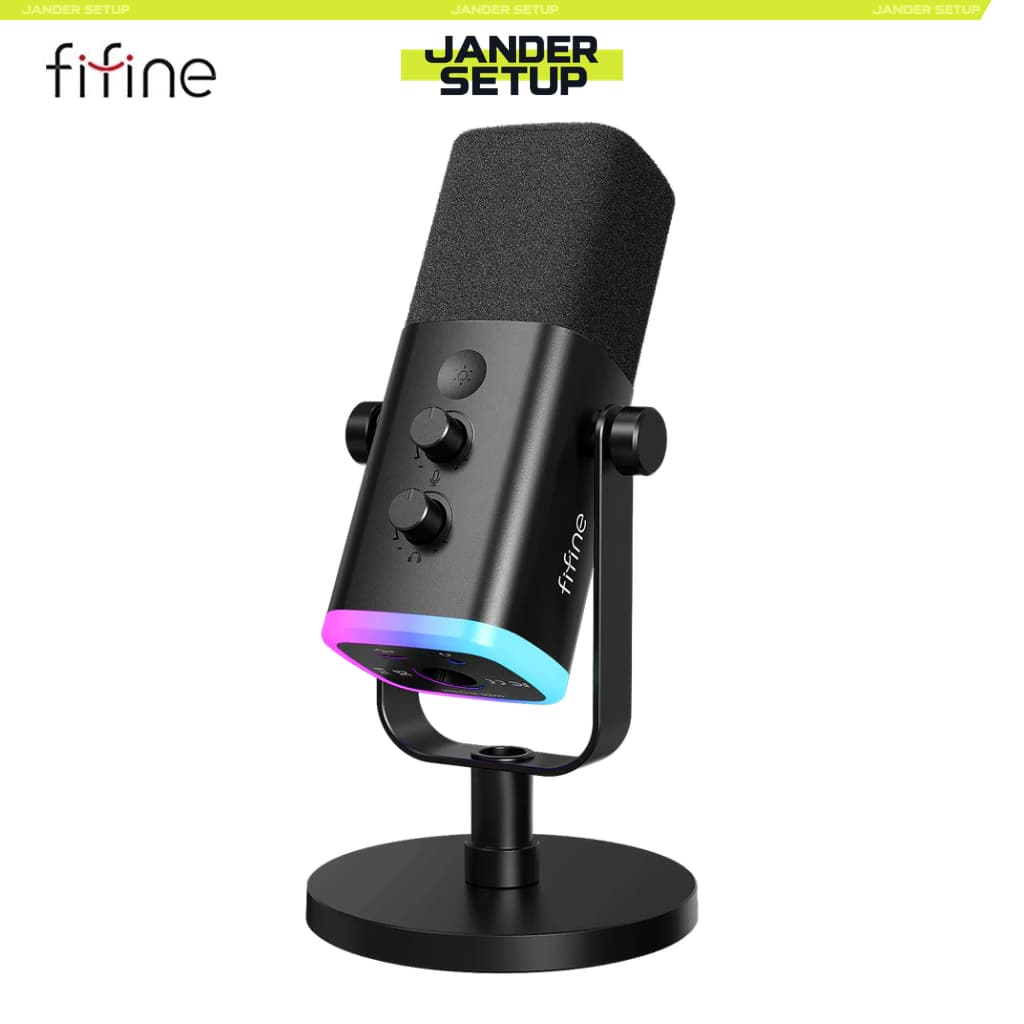 Microfone Gamer Dinâmico Fifine AM8, USB/XLR com RGB e Controle de Ganho