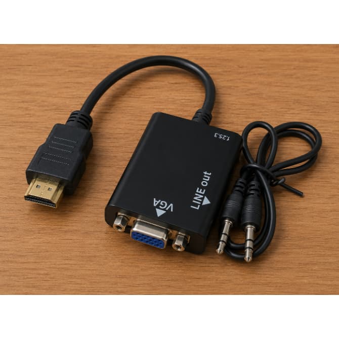 🖥️ Adaptador Conversor VGA para HDMI com Saída de Áudio onversor de HDMI para VGA com saída de áudio P2