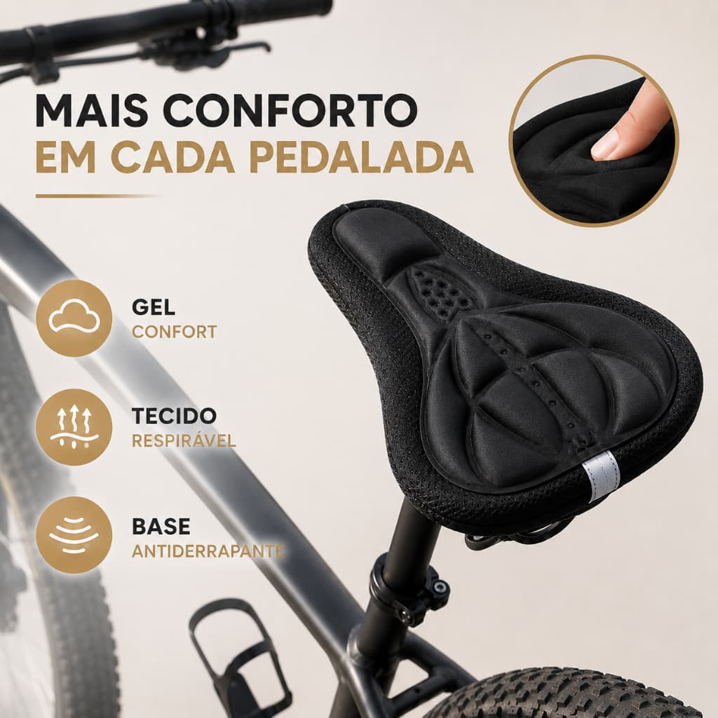 Capa de Selim para Bicicleta com Gel Anatômica Confortável Antiderrapante Ajustável para MTB BMX Spinning