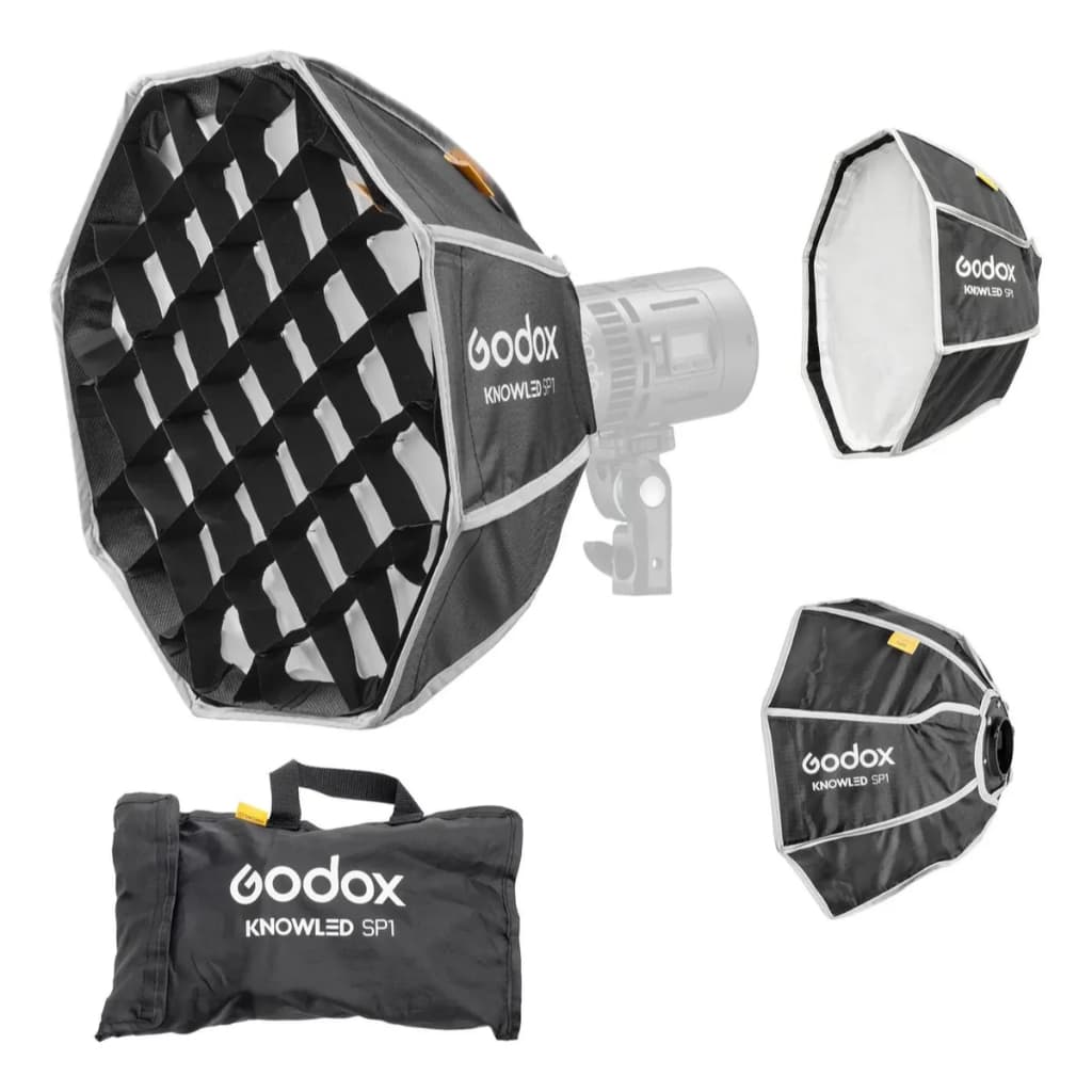 Mini Softbox Godox SP1 com Grid e Difusor para Produtos Lives Vídeos e Home Studio