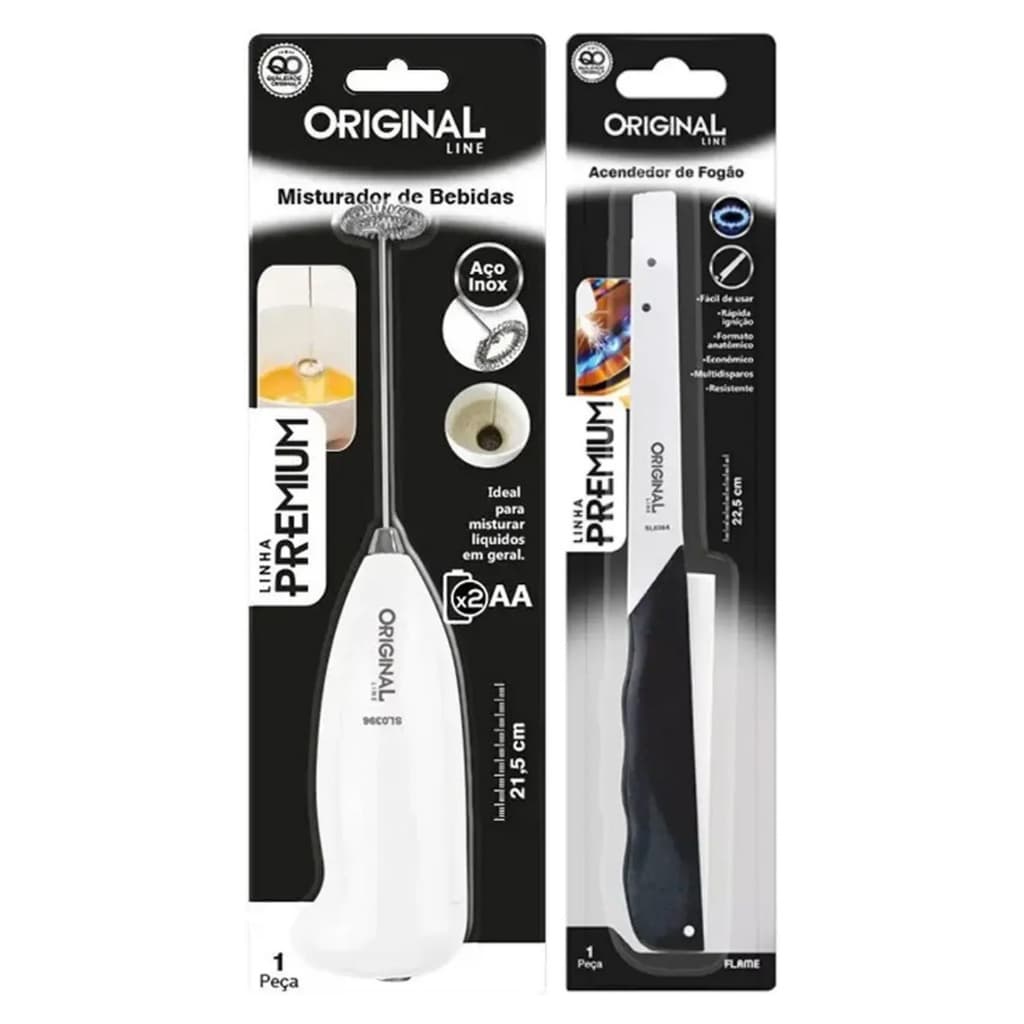Kit Cozinha Original Line 2 Peças Acendedor de Fogão Flame + Misturador de Bebidas Premium
