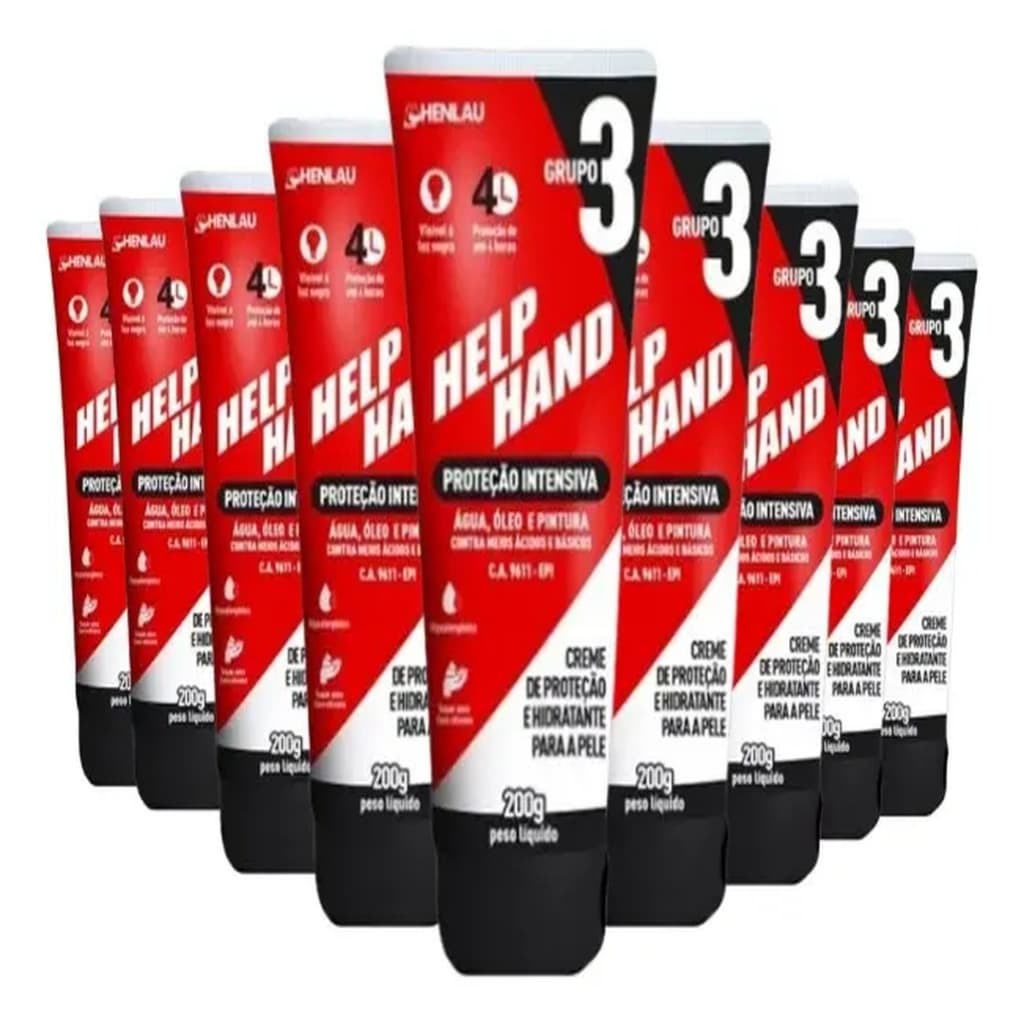 Kit 3 Creme Proteção Segurança 200gr  Help Hand Grupo 3 Henlau Ca9611
