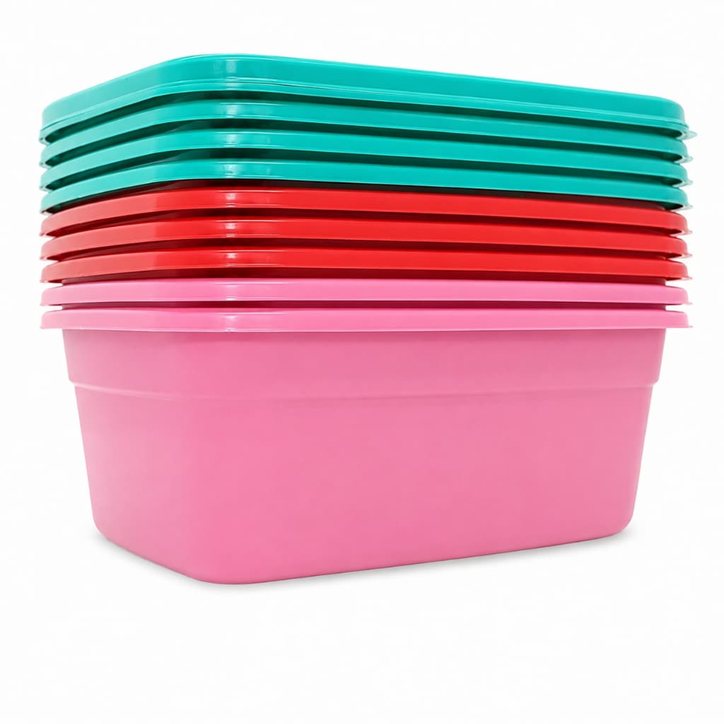 Kit 10 Potes 1L com Tampa Colorida Organizador de Alimentos Cozinha Freezer Micro-ondas