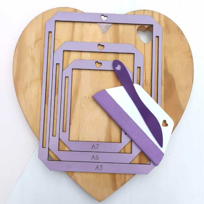 Kit de Gabaritos A5, A6 e A7 em MDF + Vincador + Espátula - Ideal para Encadernação