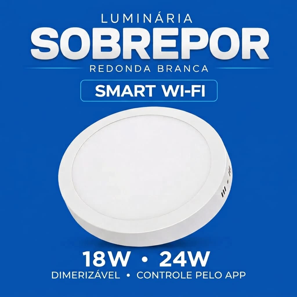 Painel Luminária Redondo Sobrepor Smart 18W 24W 3000k 6000k Elgin