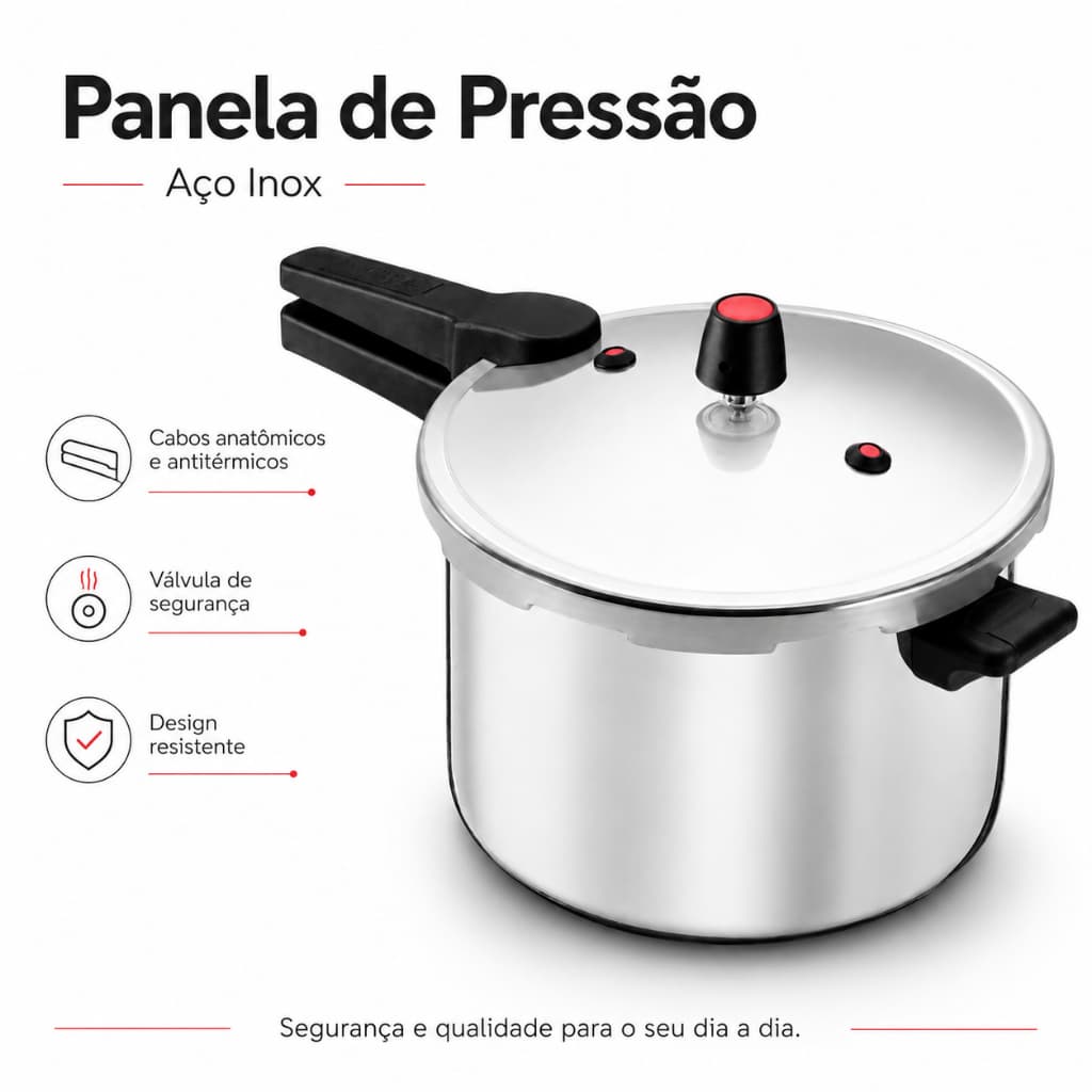 Panela Pressao 7 Litros Antiaderente Cozimento Feijao Carne Cozinha Preparo Resistente