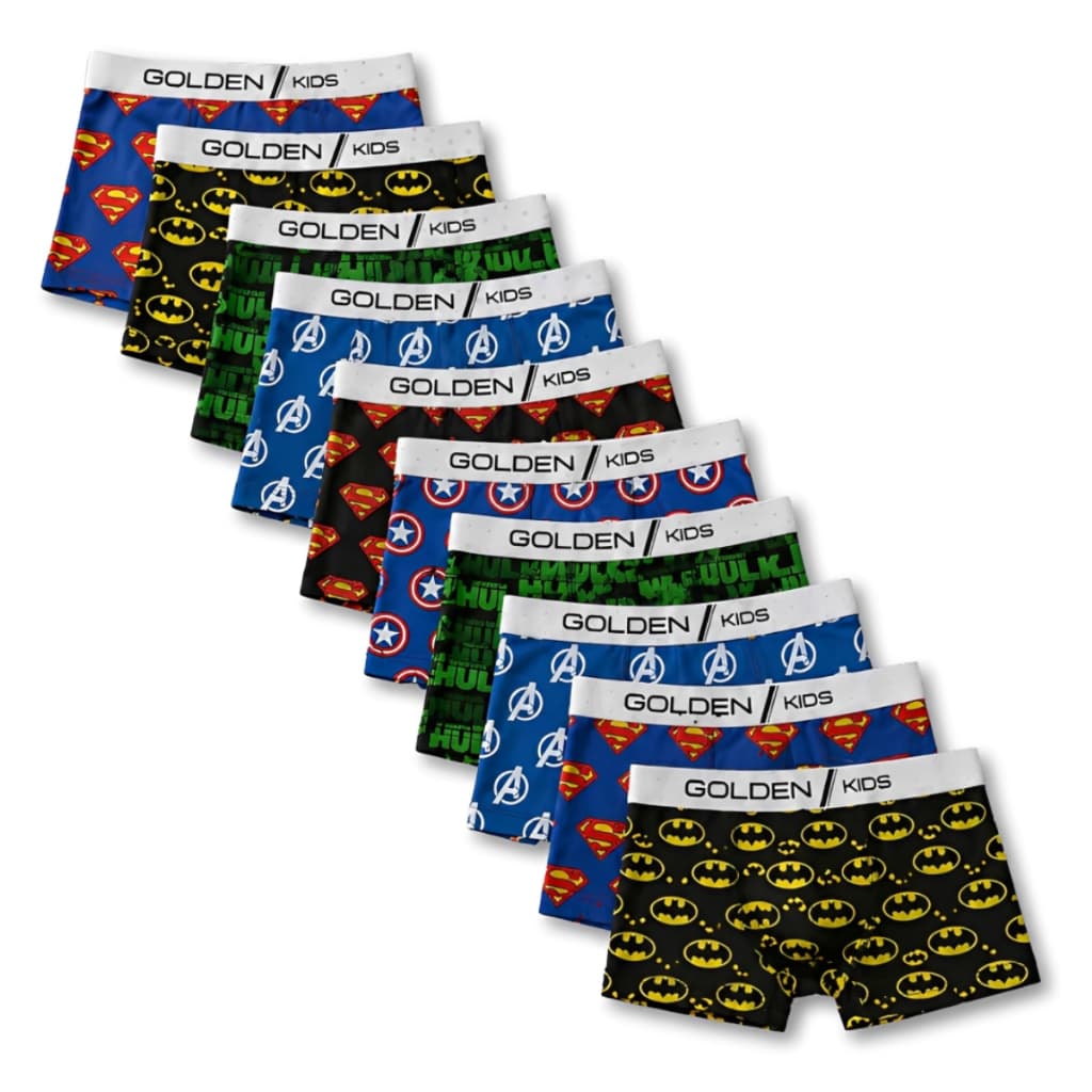 Kit 10 Cuecas Infantil Box Microfibra Forro 100% Algodão Boxer Masculina Confortável Leve