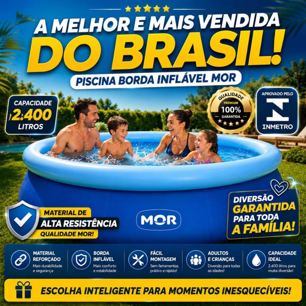 Piscina Inflável 2400 Litros Mor Redonda Borda Inflável Fácil Montagem Infantil E Adulto