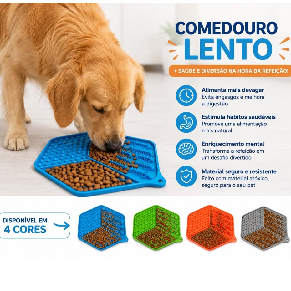 Comedouro Interativo Labirinto Lento Várias Texturas Para Lamber 3 Níveis Giratório Para Cães e Gatos