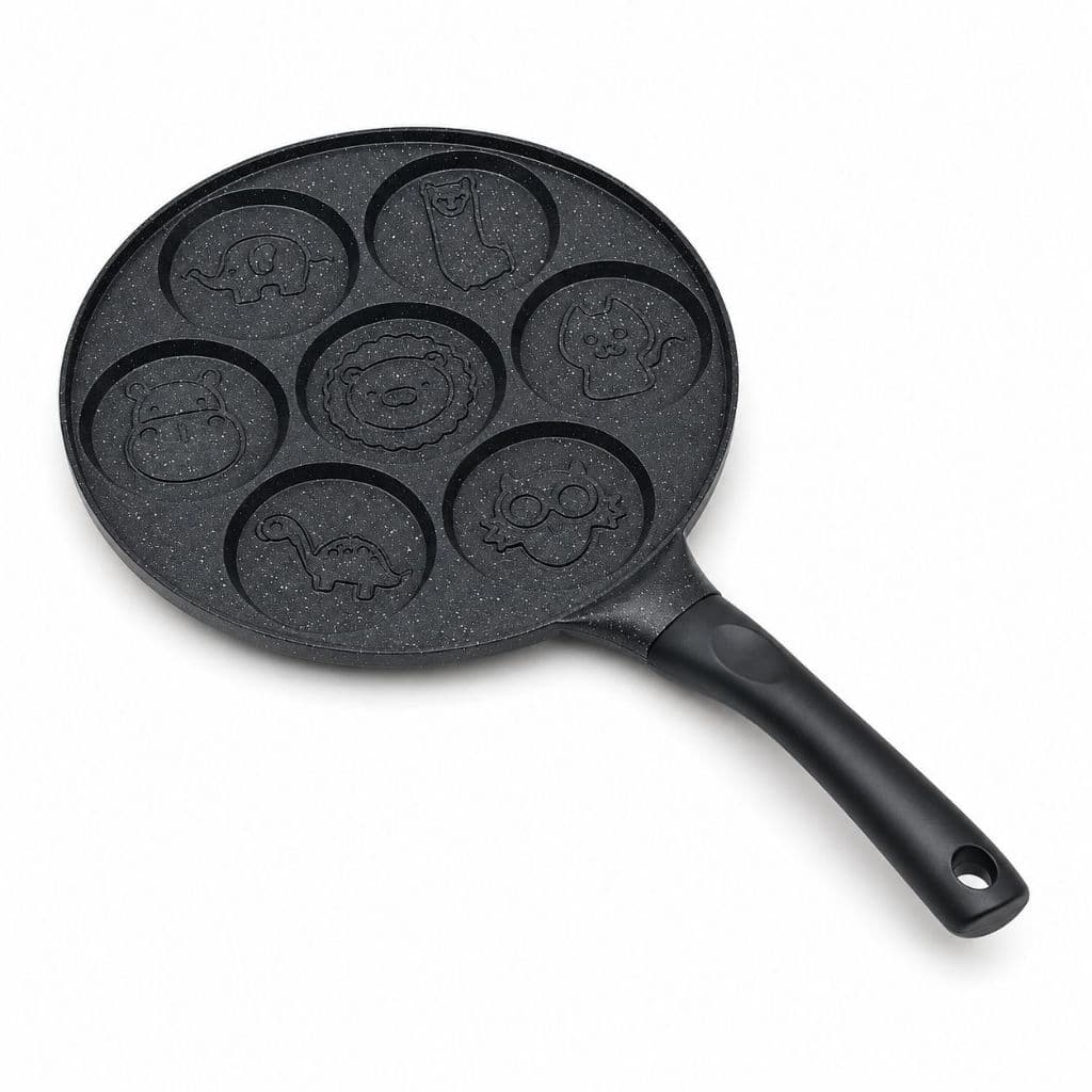 Frigideira Antiaderente 7 Cavidades Formato de Animais Panquequeira Omeleteira 27cm