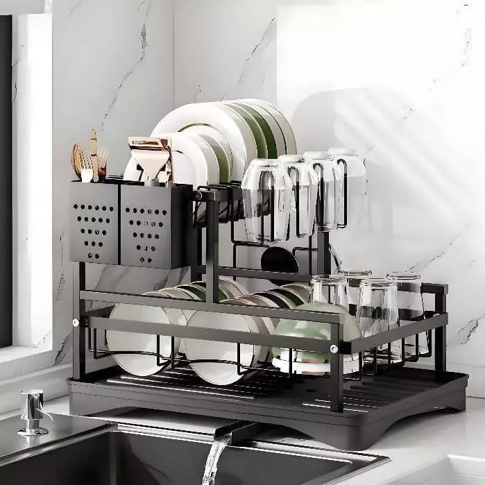 Escorredor de Louças Rack Aço Carbono Organizador Preto