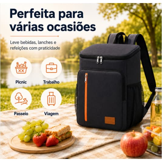 Mochila térmica de grande capacidadeBolsa para piquenique e marmita de grande capacidadeBolsa térmica para marmita